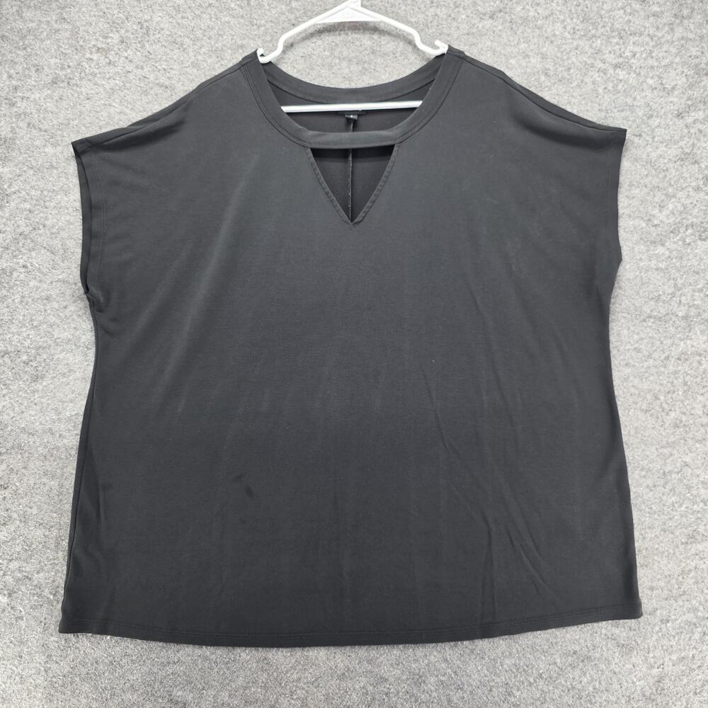 Torrid T-Shirt Womens 2 Black Jersey V-Neck Keyhole Cap Sleeve Modal Relaxed Fit
